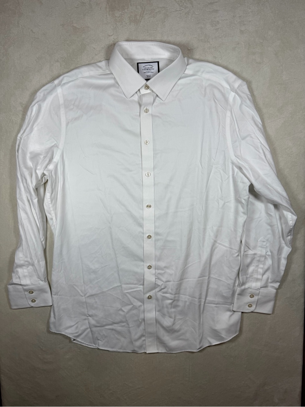 Charles Tyrwhitt 17.5 36 Slim Fit Non Iron White Long-Sleeve Dress Shirt